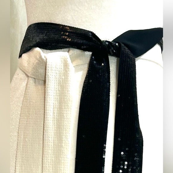 Per Se Accessories - Per Se Black, White Sequined and Beaded Sash Belts Set with Fringe